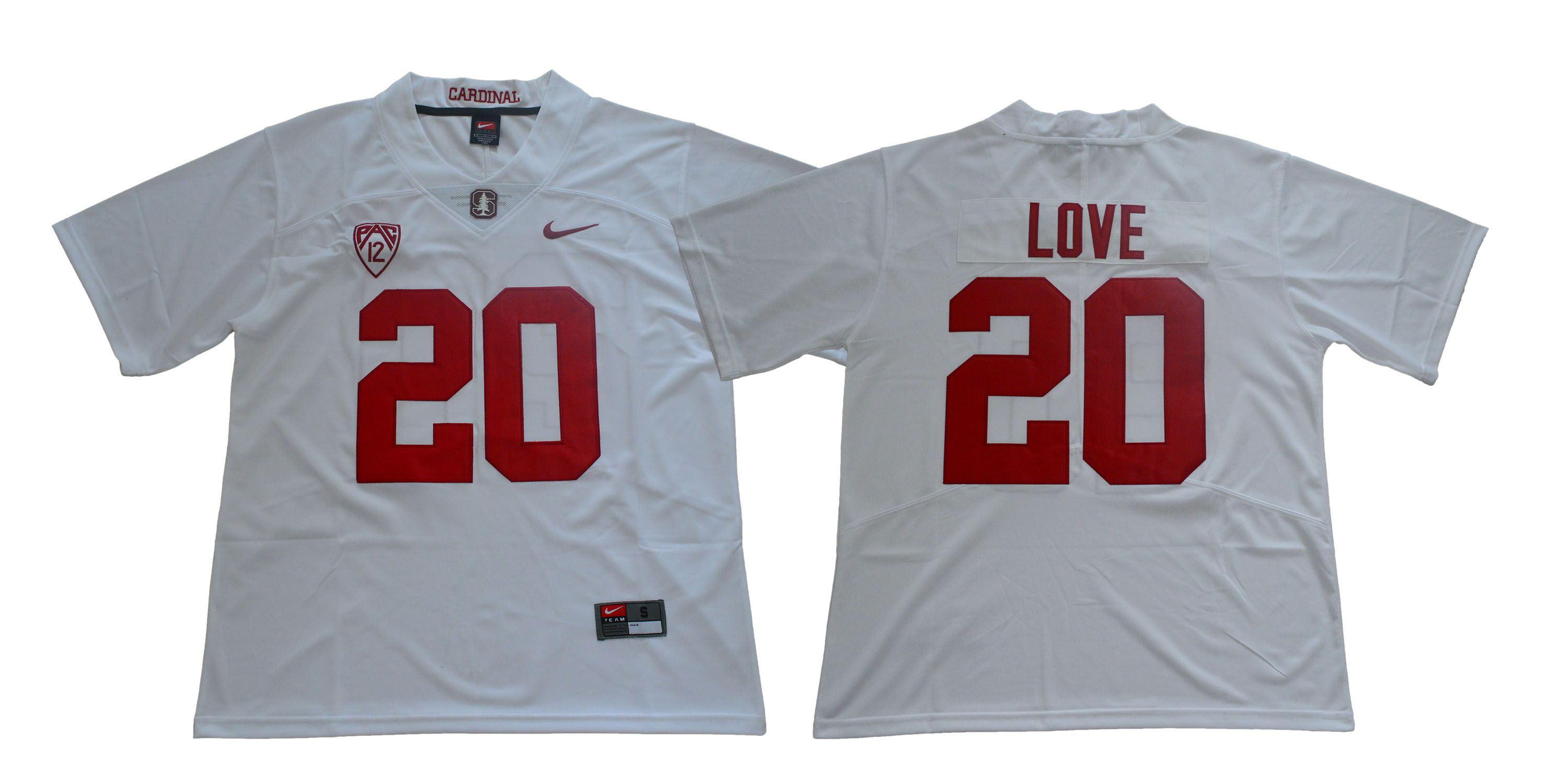 Men Stanford Cardinals 20 Love White Nike NCAA Jerseys